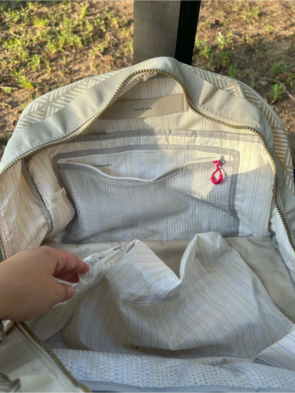 lululemon athletica Cream Patterned Weekender Bag